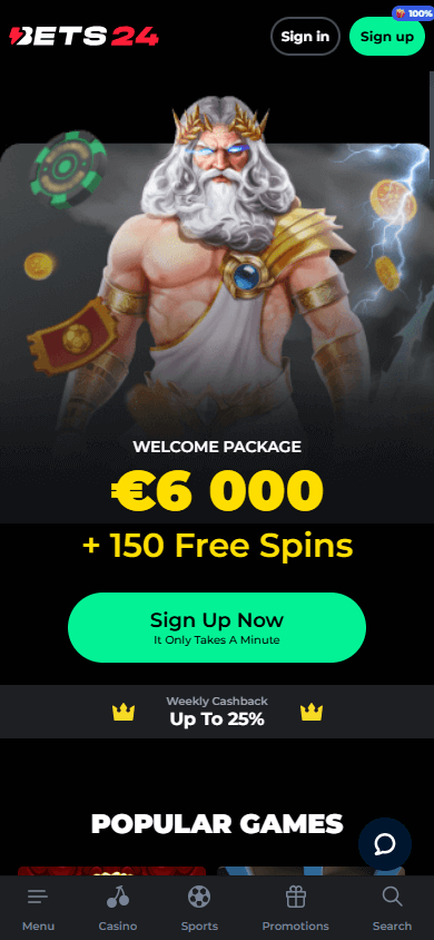 Bets24 Casino Mobile screenshot